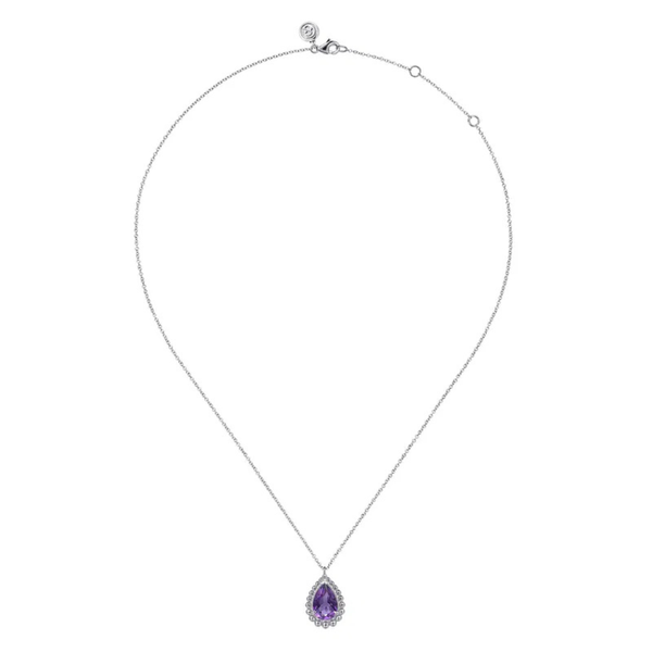 Gabriel & Co. Sterling Silver Faceted Amethyst Teardrop Bujukan Necklace Image 2 SVS Fine Jewelry Oceanside, NY