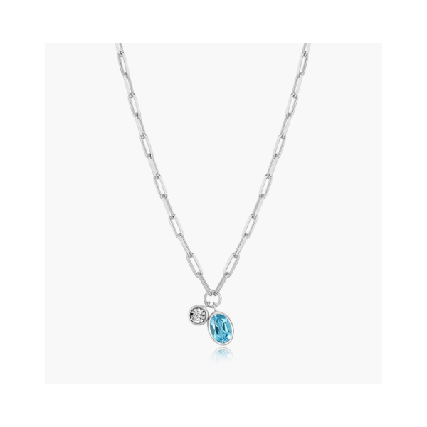 Rhodium Plated Sterling Silver Birthstone Necklace SVS Fine Jewelry Oceanside, NY