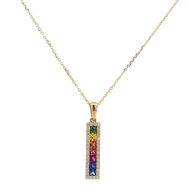 Yellow Gold, Diamond, & Multi-Colored Stones Necklace SVS Fine Jewelry Oceanside, NY