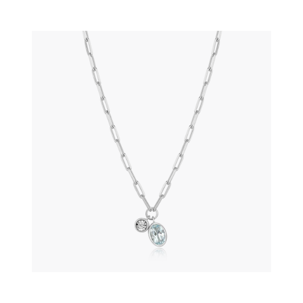 Rhodium Plated Sterling Silver Birthstone Necklace SVS Fine Jewelry Oceanside, NY