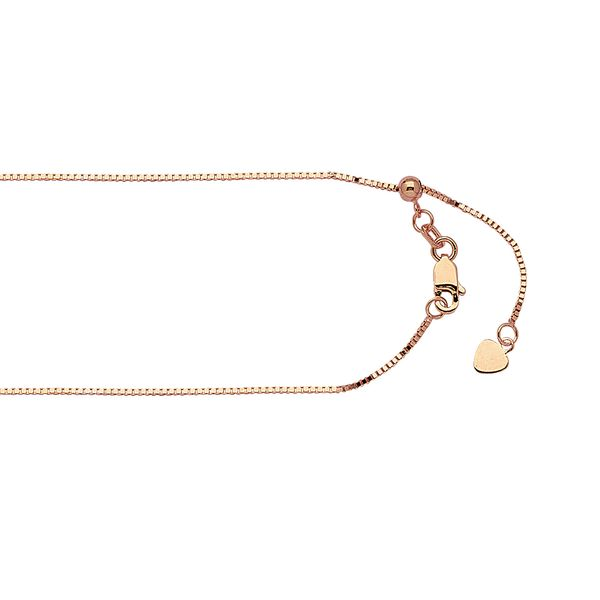 14K Rose Gold 0.80 mm Box Chain With Lobster Lock SVS Fine Jewelry Oceanside, NY