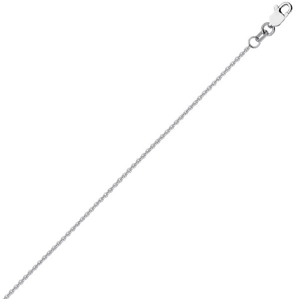14K White Gold Cable Chain With Lobster Lock. 1.05 mm. 18