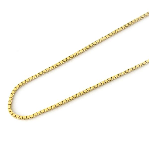 Yellow Gold 0.4 mm Box Chain With Spring Ring, 19
