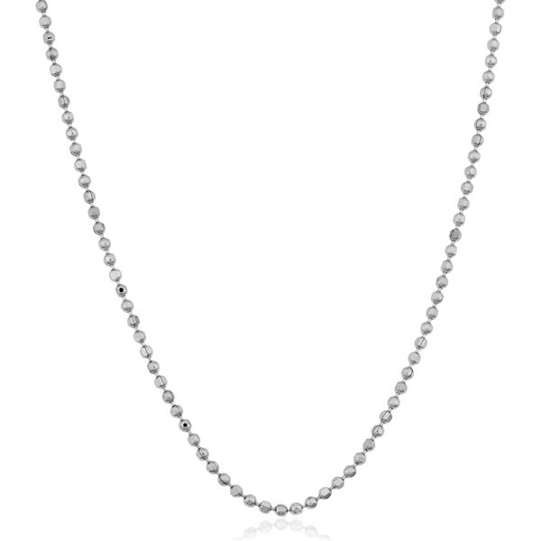 14K White Gold Ball Chain With Lobster Lock, 16