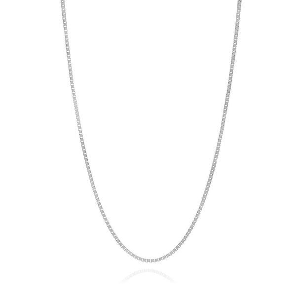 14K White Gold Box Chain With Spring Ring, 18