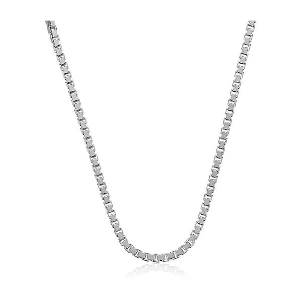 14K White Gold 0.5 mm Box Chain With Spring Ring, 18
