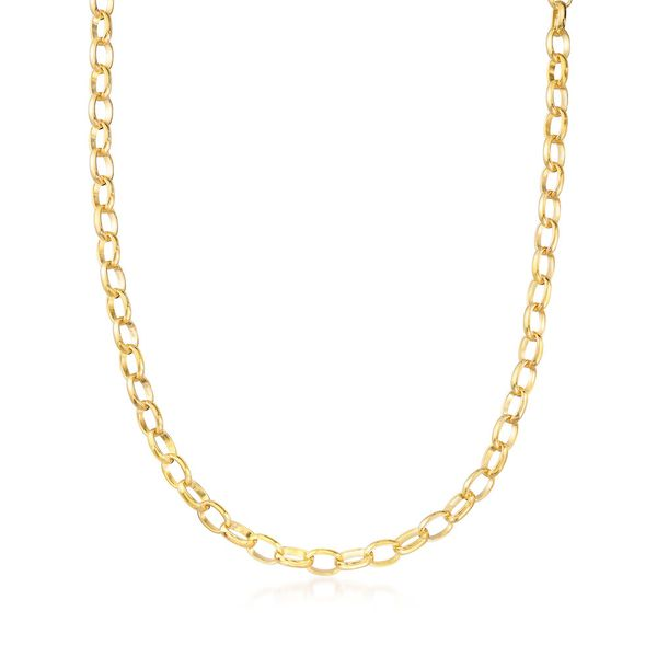 14K Yellow Gold Cable Chain With Lobster Lock, 16.5