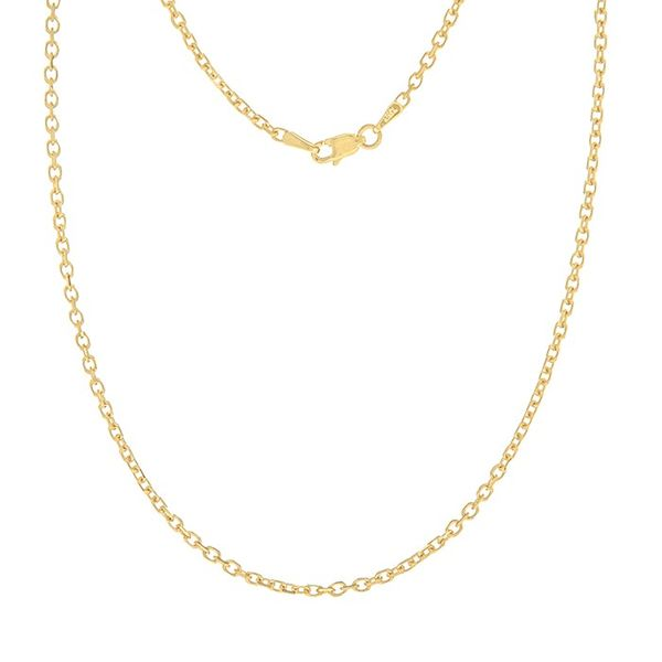 14K Yellow Gold 2.30 mm Diamond-Cut Cable Chain, 18