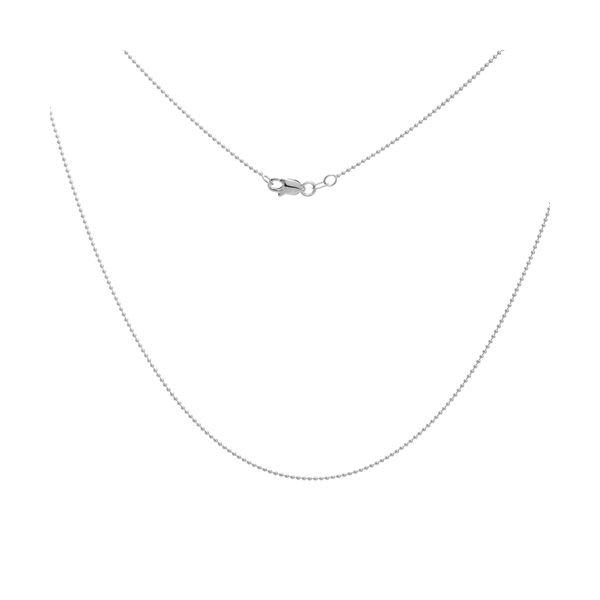 White Gold 1.00 mm Bead Chain With Lobster Lock, 18