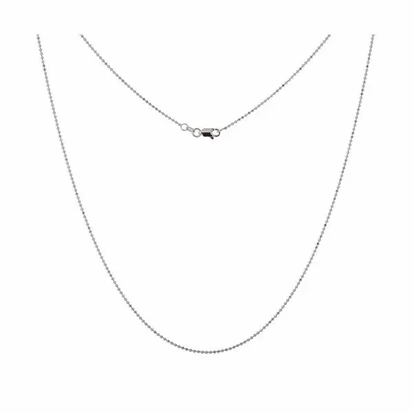 White Gold 1.20 mm Diamond-Cut Bead Chain, 18