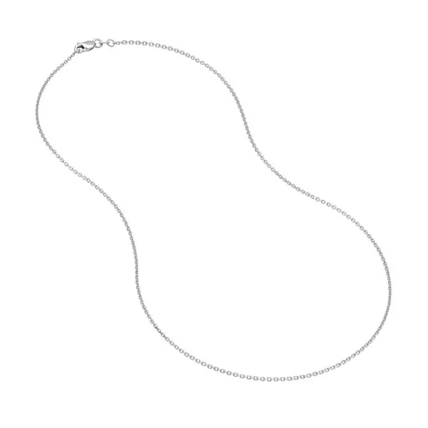 White Gold Diamond-Cut Cable Chain, 16