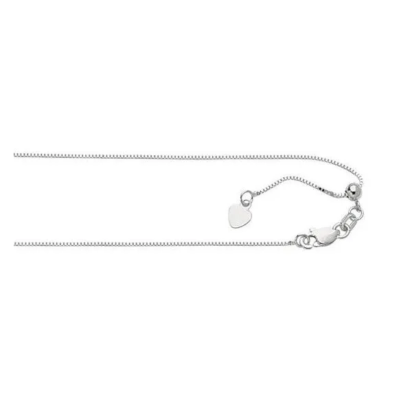White Gold 0.70 mm Adjustable Box Chain SVS Fine Jewelry Oceanside, NY