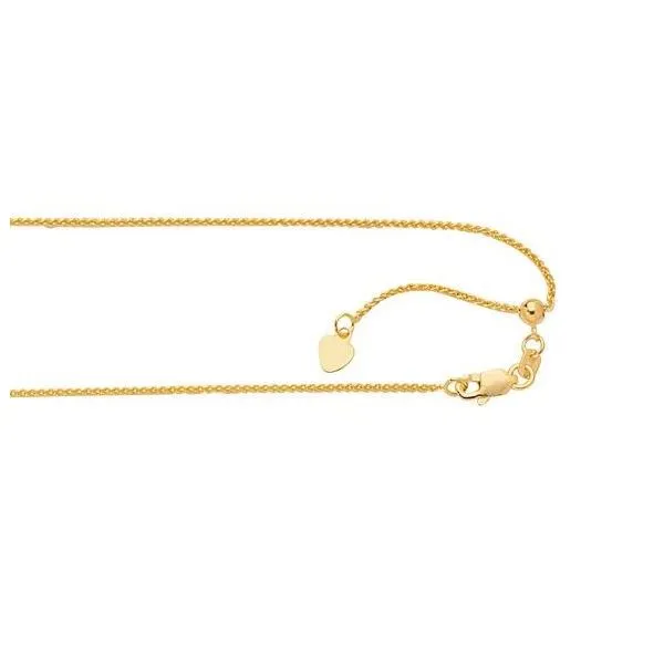Yellow Gold 1 mm Adjustable Wheat Chain SVS Fine Jewelry Oceanside, NY