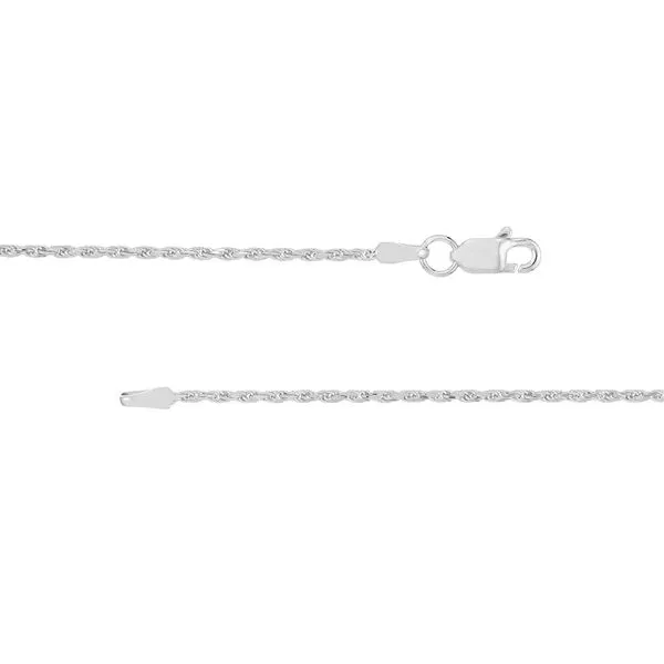 White Gold 1.05mm Diamond Cut Rope Chain, 18