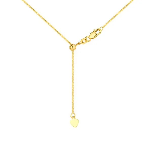 Yellow Gold Adjustable 1.25 mm Square Wheat Chain, 22