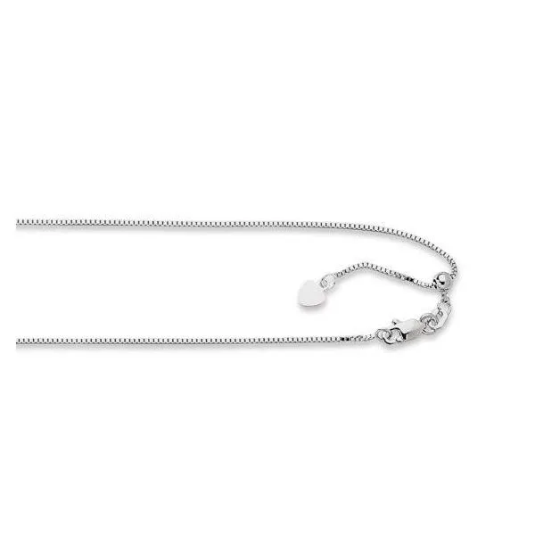 White Gold 0.85 mm Adjustable Box Chain SVS Fine Jewelry Oceanside, NY