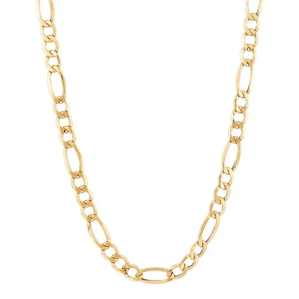 Yellow Gold 7.2 mm Heavy Hollow Figaro Chain SVS Fine Jewelry Oceanside, NY