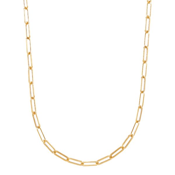 Yellow Gold Polished 3.15 mm Paperclip Chain, 20