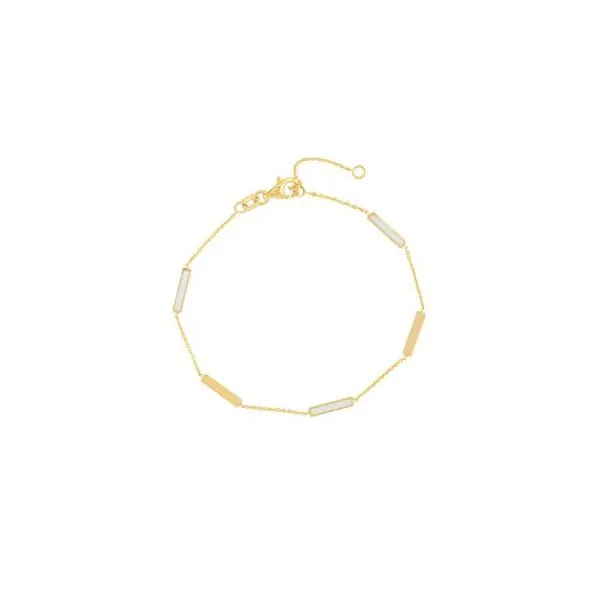Yellow Gold & White Enamel Bar Station Bracelet SVS Fine Jewelry Oceanside, NY