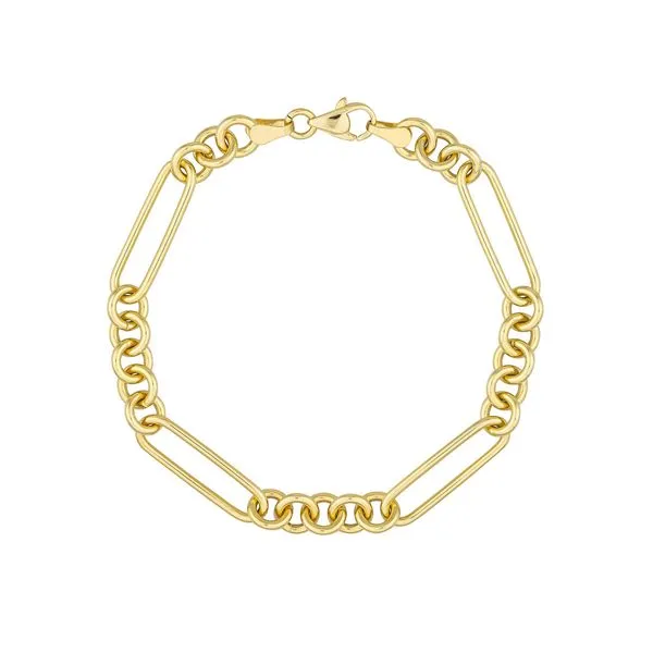 Yellow Gold Paper Clip Chain Bracelet SVS Fine Jewelry Oceanside, NY