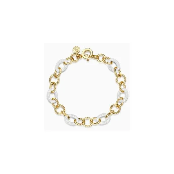 Gabriel & Co. Contemporary Yellow Gold Ceramic Link Bracelet