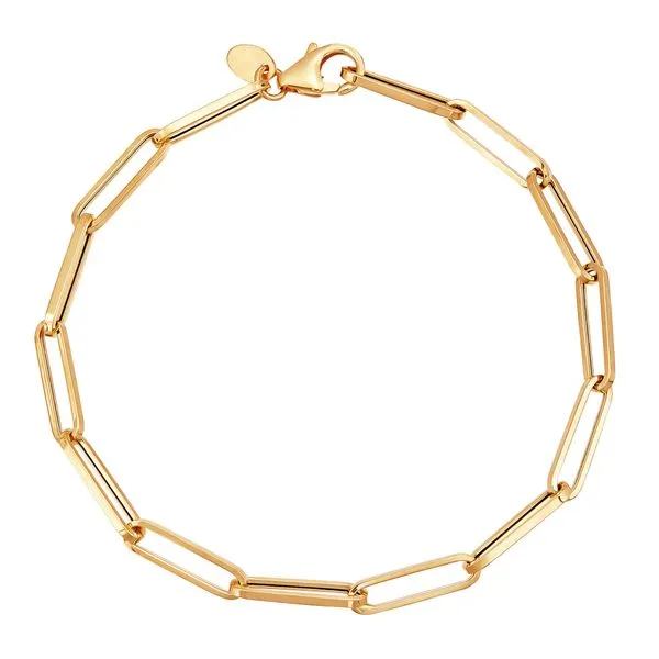 Yellow Gold 3.9 mm Hollow Paperclip Bracelet Image 2 SVS Fine Jewelry Oceanside, NY
