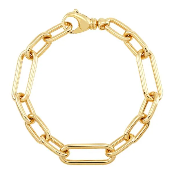 Yellow Gold Polished Hollow Oval Paperclip Bracelet SVS Fine Jewelry Oceanside, NY