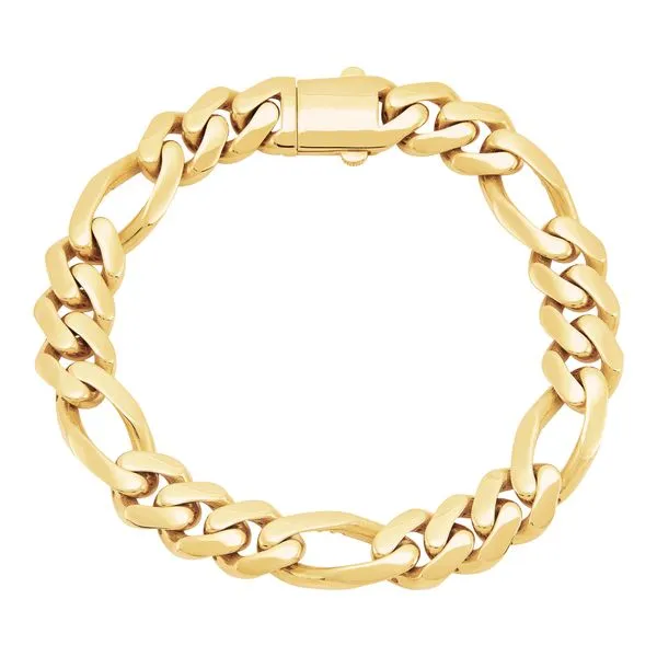 Yellow Gold Polished 10.9 mm Figaro Bracelet SVS Fine Jewelry Oceanside, NY