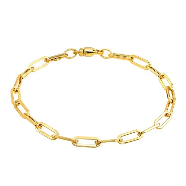 Yellow Gold Polished 10.7 mm Paperclip Bracelet SVS Fine Jewelry Oceanside, NY