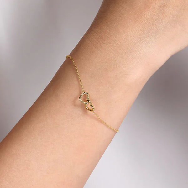 Gabriel & Co. Yellow Gold Hearts Chain Bracelet Image 3 SVS Fine Jewelry Oceanside, NY