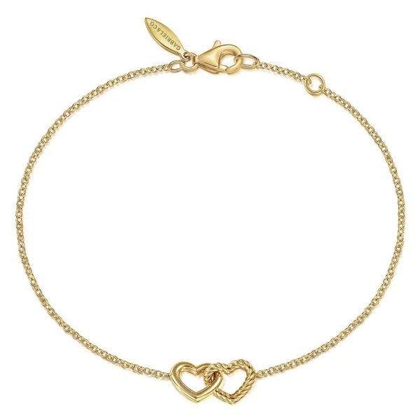 Gabriel & Co. Yellow Gold Hearts Chain Bracelet SVS Fine Jewelry Oceanside, NY