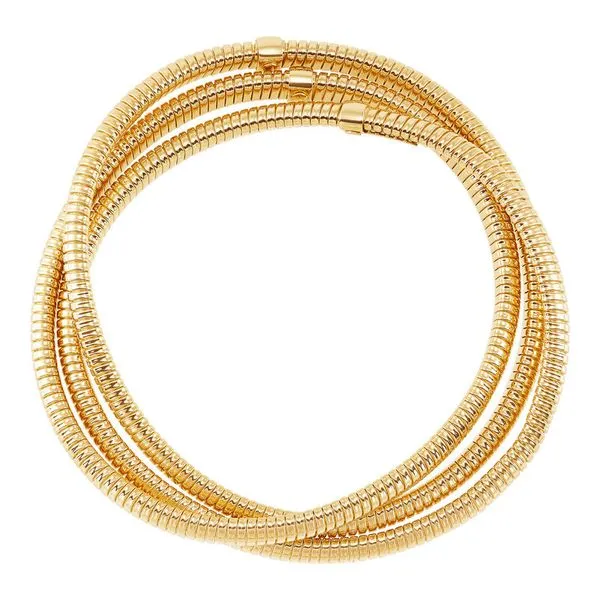 Yellow Gold Polished 5 mm Triple Tubogas Bracelet Image 2 SVS Fine Jewelry Oceanside, NY