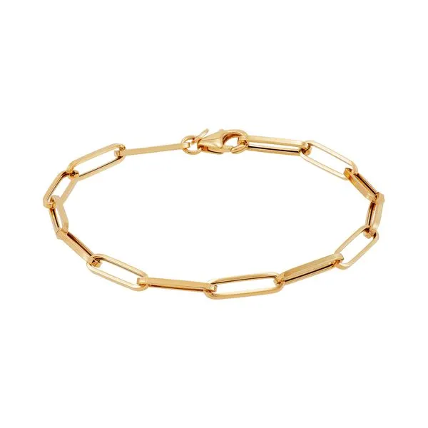 Yellow Gold 3.9 mm Hollow Paperclip Bracelet SVS Fine Jewelry Oceanside, NY