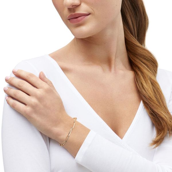 Yellow Gold Polished Oval Paperclip Bracelet, 7.5