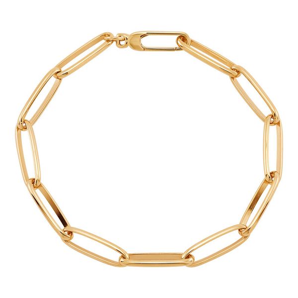 Yellow Gold Polished Oval Paperclip Bracelet, 7.5