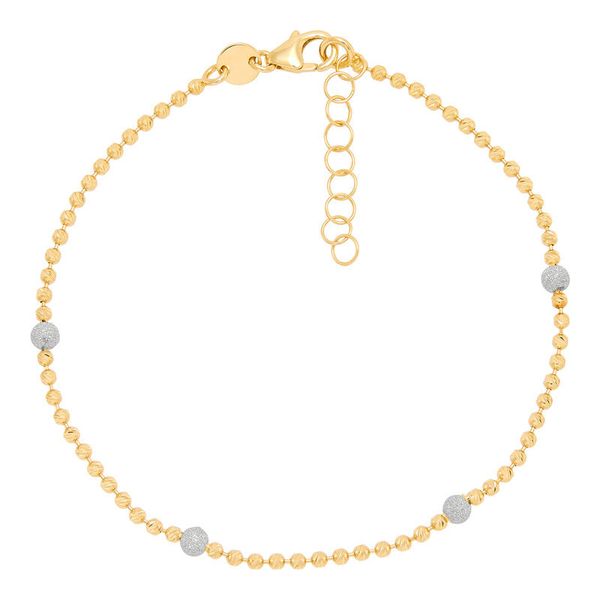 Yellow Gold Polished Diamond Dust Beaded Bracelet SVS Fine Jewelry Oceanside, NY