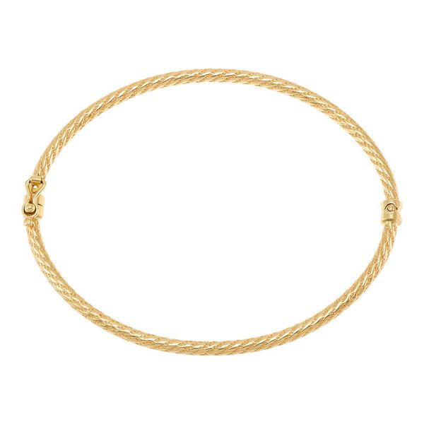 Yellow Gold Polished 2.5 mm Twist Hinge Bangle Image 2 SVS Fine Jewelry Oceanside, NY