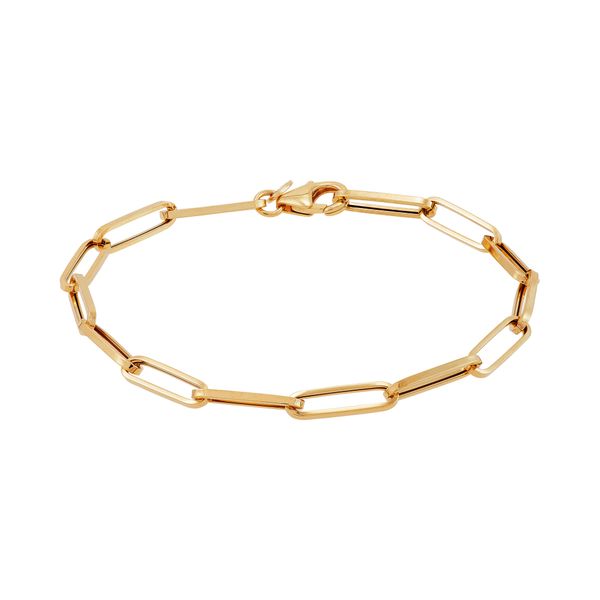 Yellow Gold 3.9 mm Hollow Paperclip Bracelet SVS Fine Jewelry Oceanside, NY