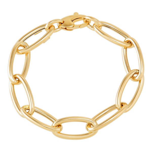 Yellow Gold Polished Heavy Hollow Oval Links Bracelet SVS Fine Jewelry Oceanside, NY