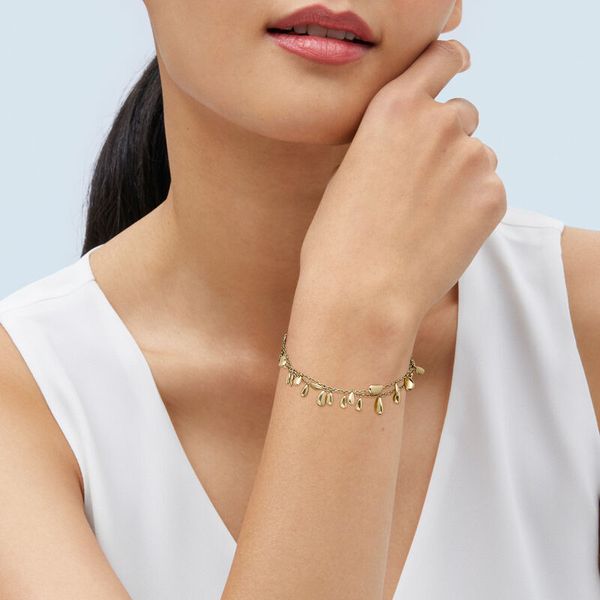 Yellow Gold Polished Multi Teardrop Stations Bracelet Image 3 SVS Fine Jewelry Oceanside, NY