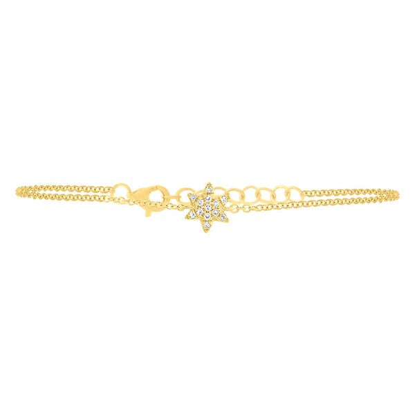 14K Yellow Gold and Diamond Pave Star of David Bracelet SVS Fine Jewelry Oceanside, NY