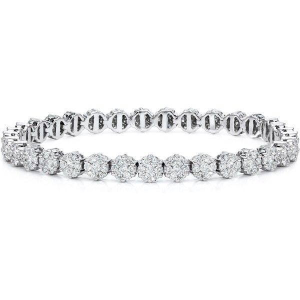 14K White Gold Diamond Cluster Bracelet SVS Fine Jewelry Oceanside, NY