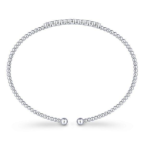 Gabriel & Co. Diamond Bangle. From the Bujukan Collection in 14K White Gold and features 0.15cttw of Diamonds. Length 6.50