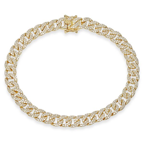 Shy Creation Yellow Gold & Diamond Pave Chain Bracelet SVS Fine Jewelry Oceanside, NY