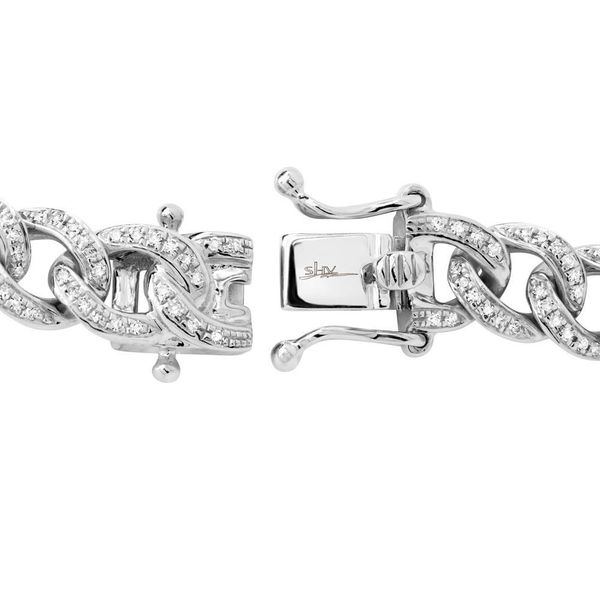 Shy Creation White Gold & Diamond Pave Chain Bracelet Image 3 SVS Fine Jewelry Oceanside, NY