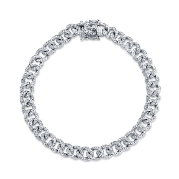 Shy Creation White Gold & Diamond Pave Chain Bracelet SVS Fine Jewelry Oceanside, NY