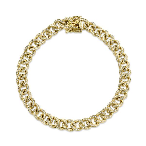 Shy Creation Yellow Gold And Diamond Chain Bracelet SVS Fine Jewelry Oceanside, NY