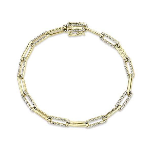 Shy Creation Yellow Gold And Diamond Paperclip Link Bracelet SVS Fine Jewelry Oceanside, NY
