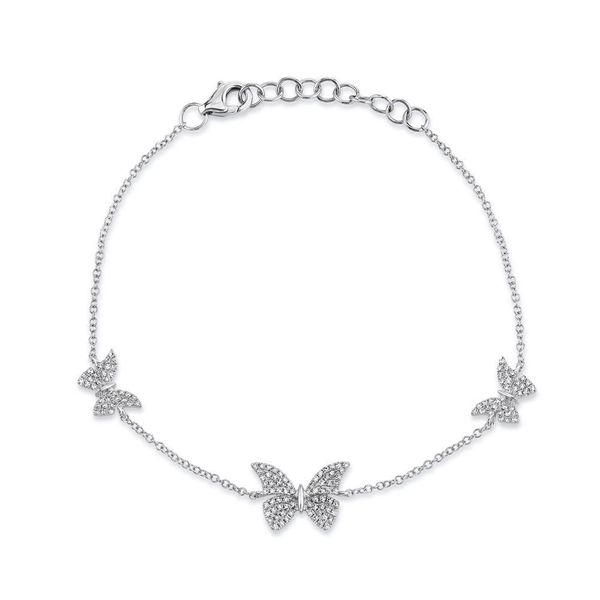 Shy Creation White Gold Diamond Butterfly Bracelet SVS Fine Jewelry Oceanside, NY