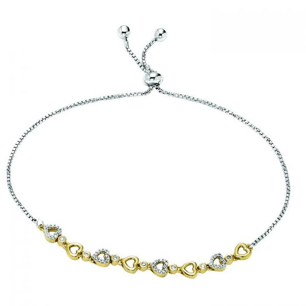 Diamond Encrusted Heart Pattern Bolo Bracelet- Adjustable SVS Fine Jewelry Oceanside, NY